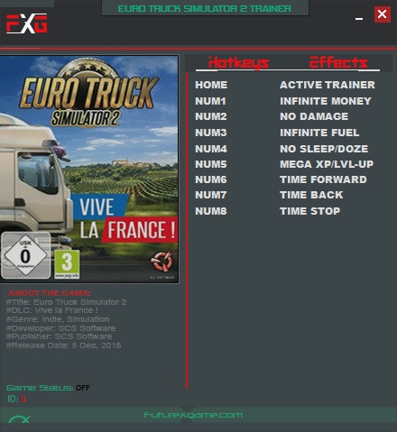 Euro Truck Simulator 2 : Vive la France ! v1.26.2 (Steam) (64Bits) Trainer +8